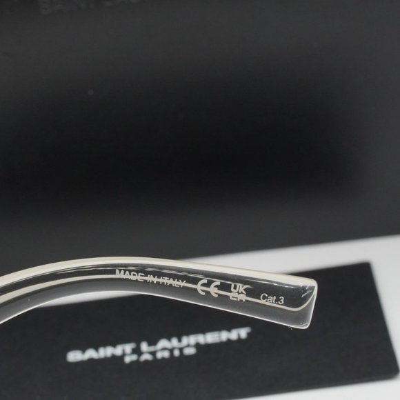 Saint Laurent SL593 003 Cat Eye Sunglasses - Beige/Silver Mirror - Picture 9 of 9